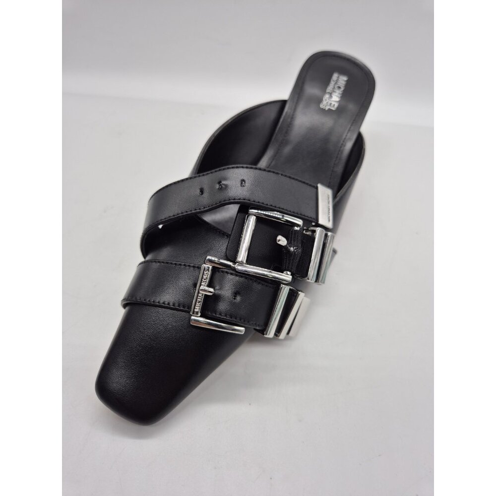 Michael Kors Women's Shoes Size 6 Darrington Kitten Heel Mules Black Leather 373 - Picture 10 of 14